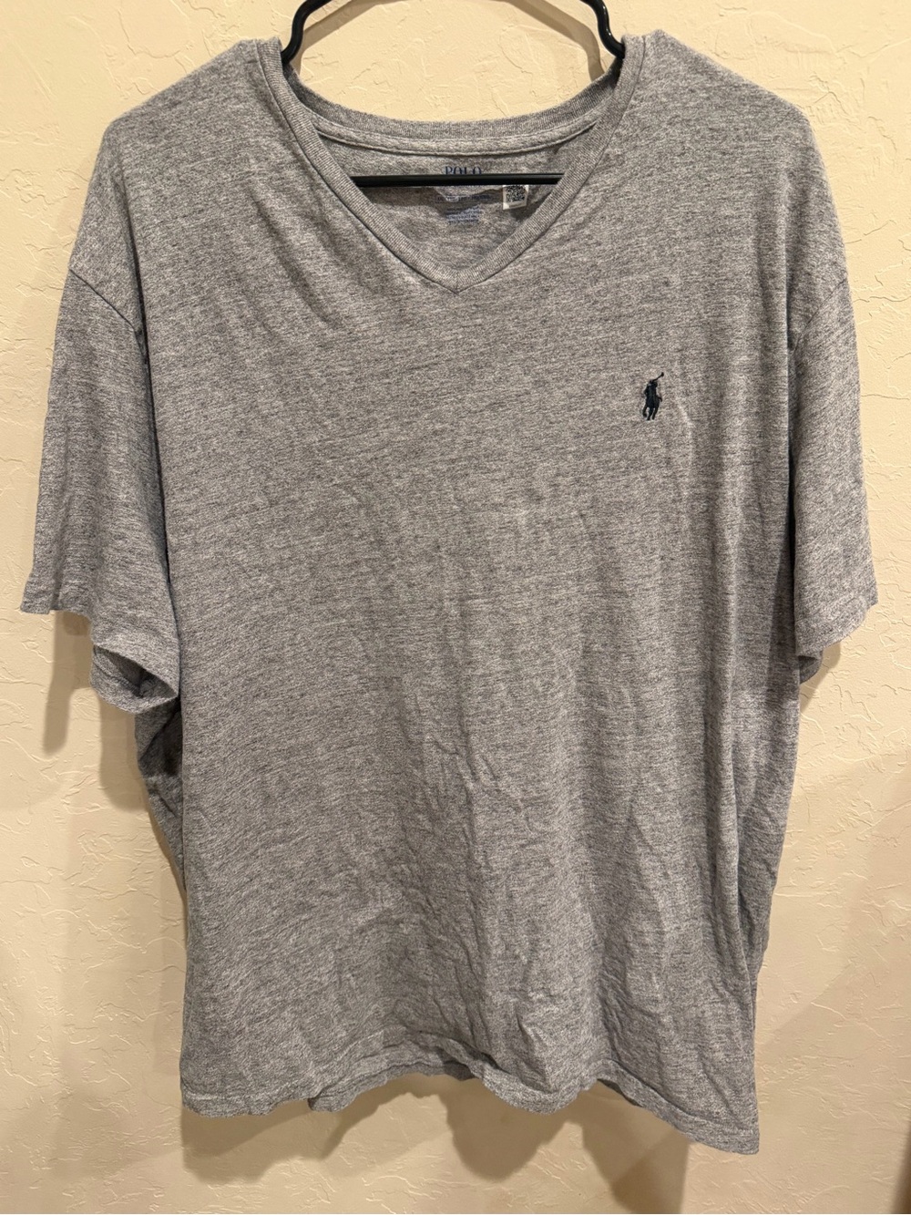 Polo Ralph Lauren Mens Gray V-Neck Logo Short Sleeve T-Shirt XXL